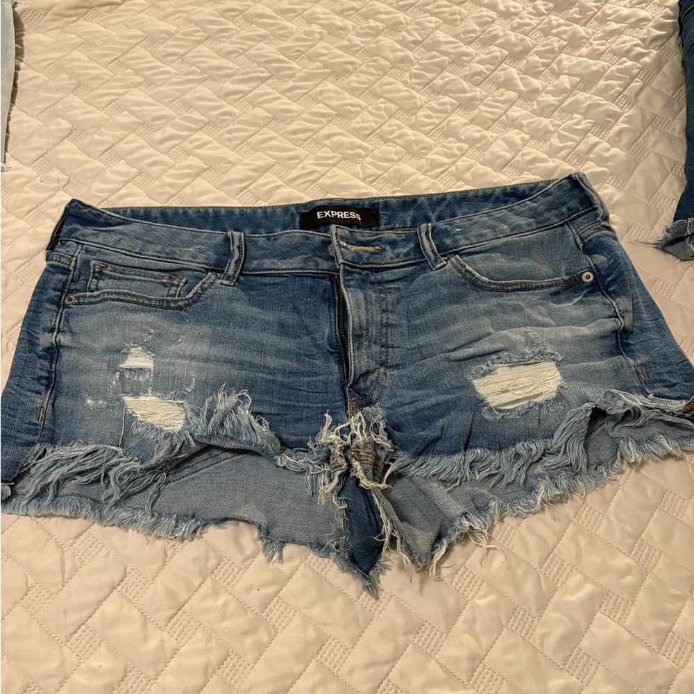 Express Distressed Blue Jean Shorts